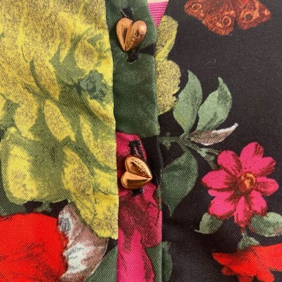 Baker by Ted Baker Black Floral Roses Fit & Flare Satin Sleeveless Dress Size 8 - Picture 5 of 6